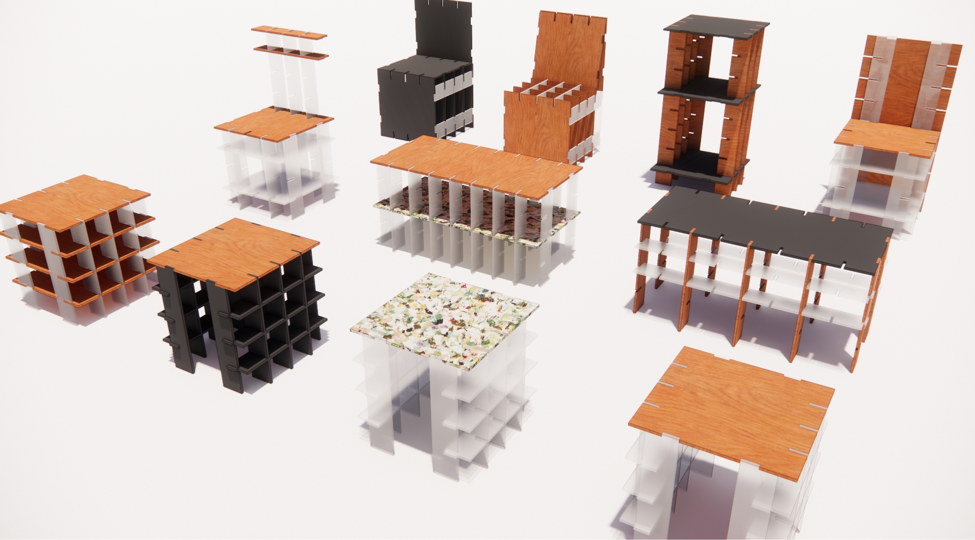Modular Furniture Design: Tool-Free & Swappable Assembly 조립&치환형 조립 가구 모듈 개발 25_09_07