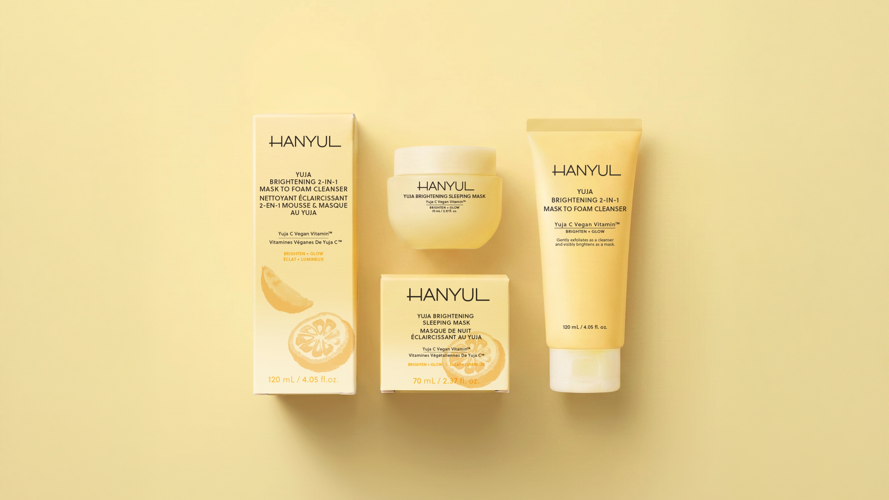 HANYUL YUJA BRIGHTENING CLEANSERS 한율 달빛유자 클렌징 톤업 팩폼 & 클렌징 필링 젤밤 26_28_03